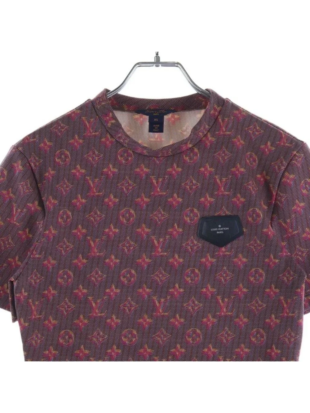 Louis Vuitton Monogram T-Shirt Short Sleeve Top Nylon Polyurethane Red XS